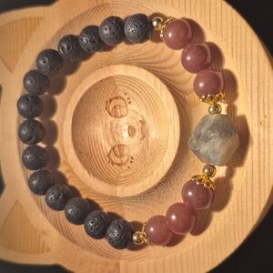 Labradorite and purple aventurine with lava beads